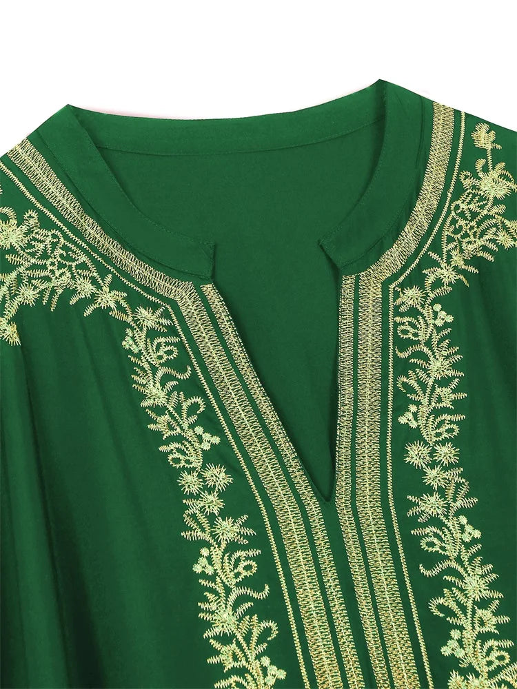 Chic Gold Embroidered Kaftan