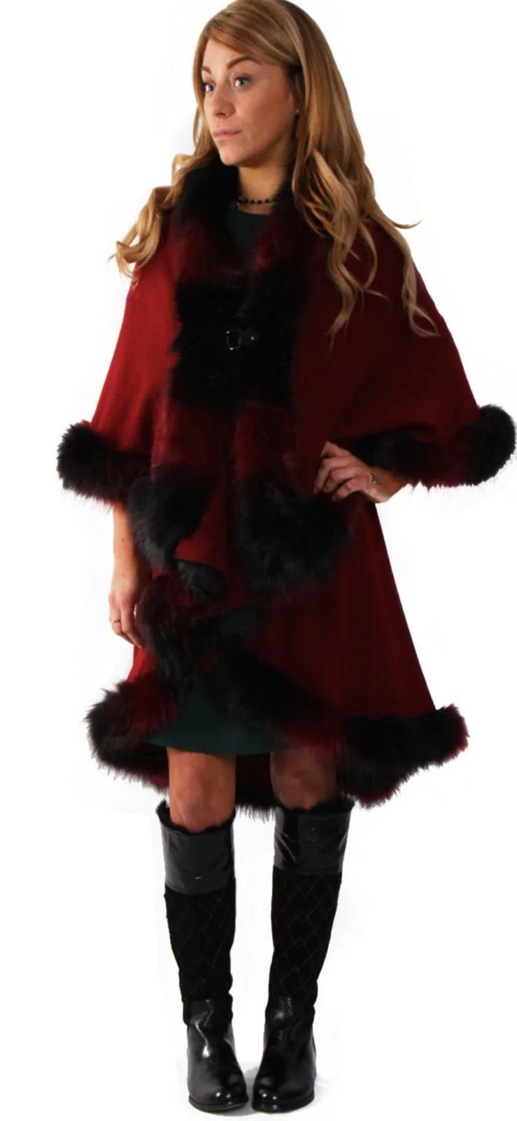 Red Fur Trimmed Poncho