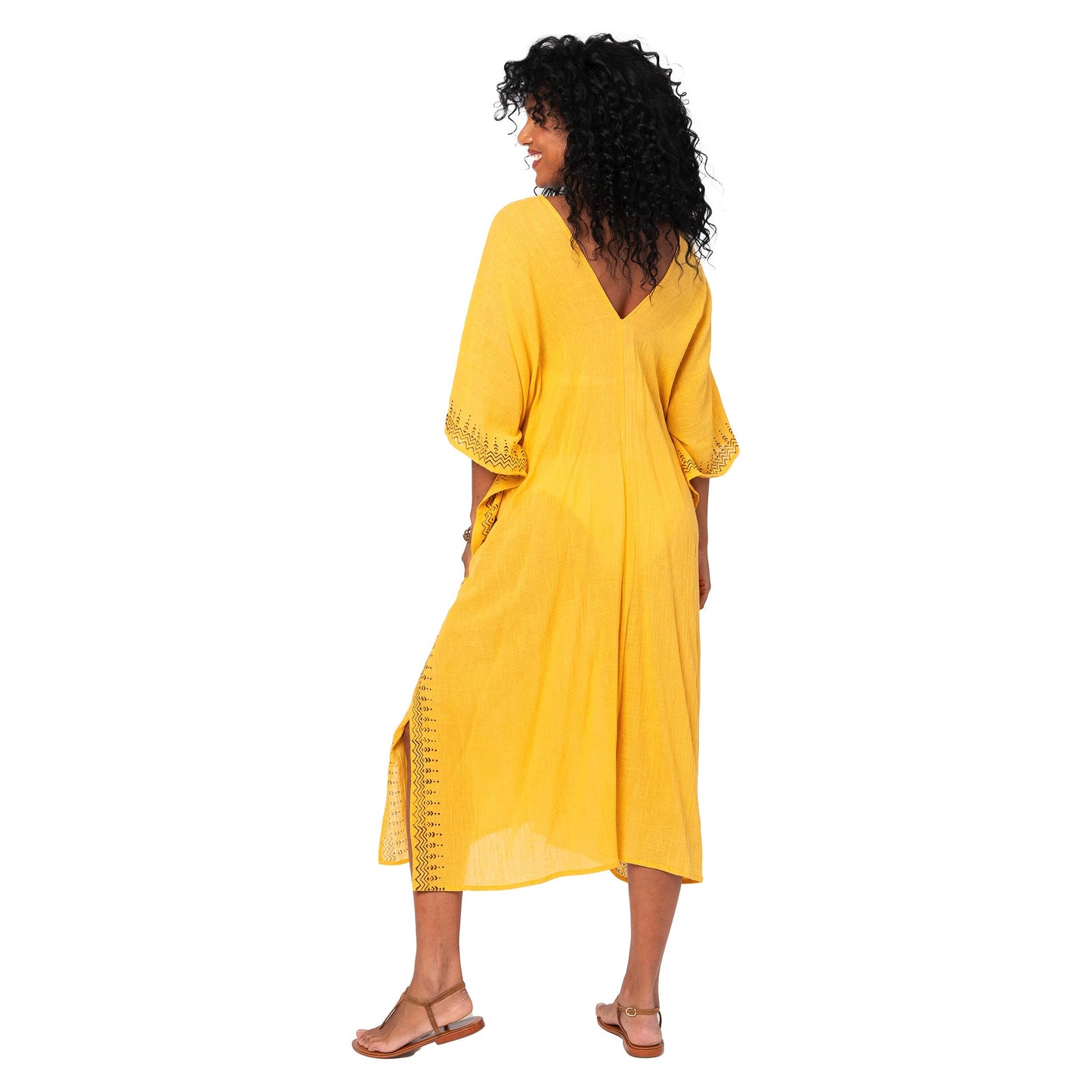 KAFTAN SUMMER MID-LONG 3/4 SLEEVES IN YELLOW