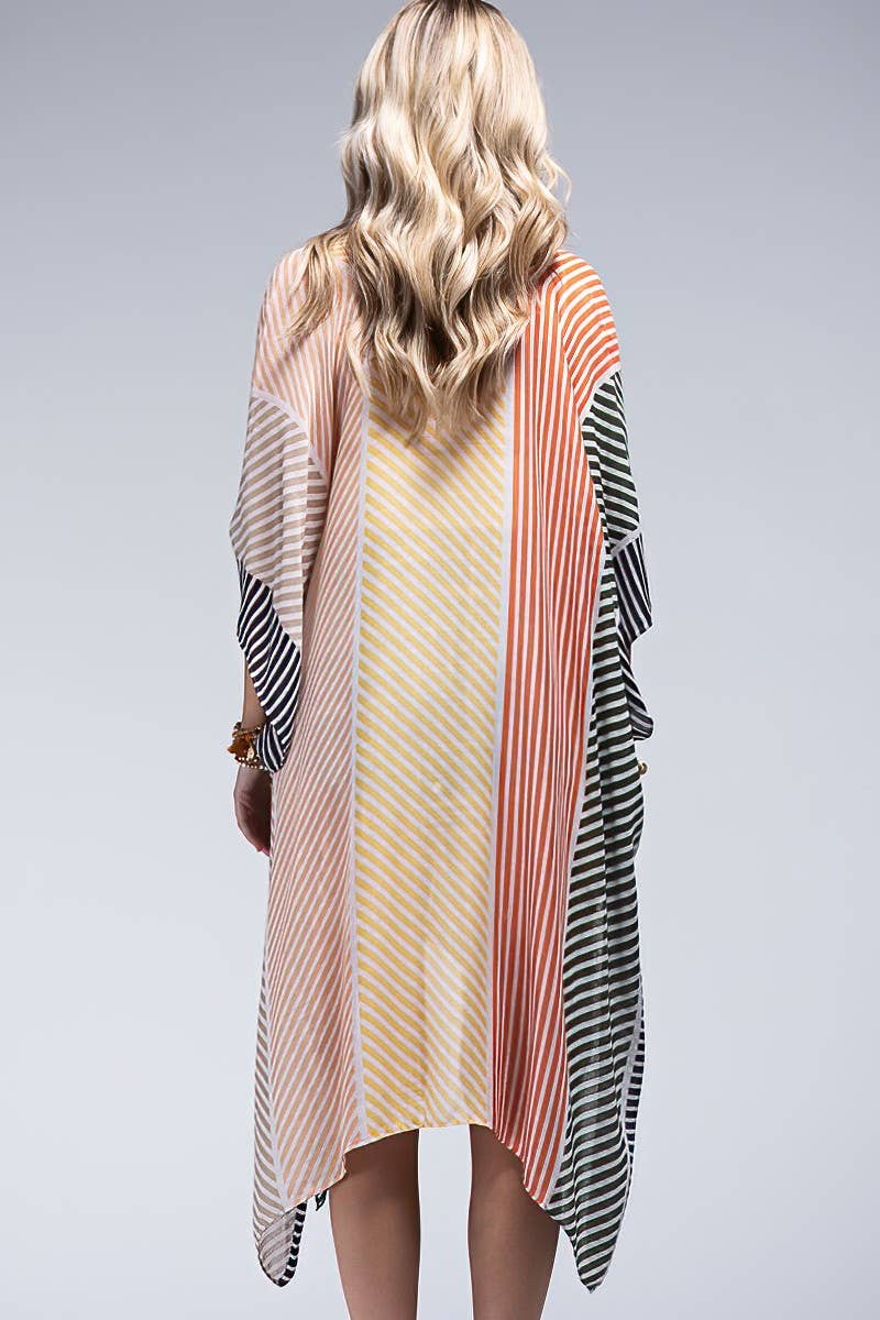 Multi-colored lightweight Kimono: Stripe Multi