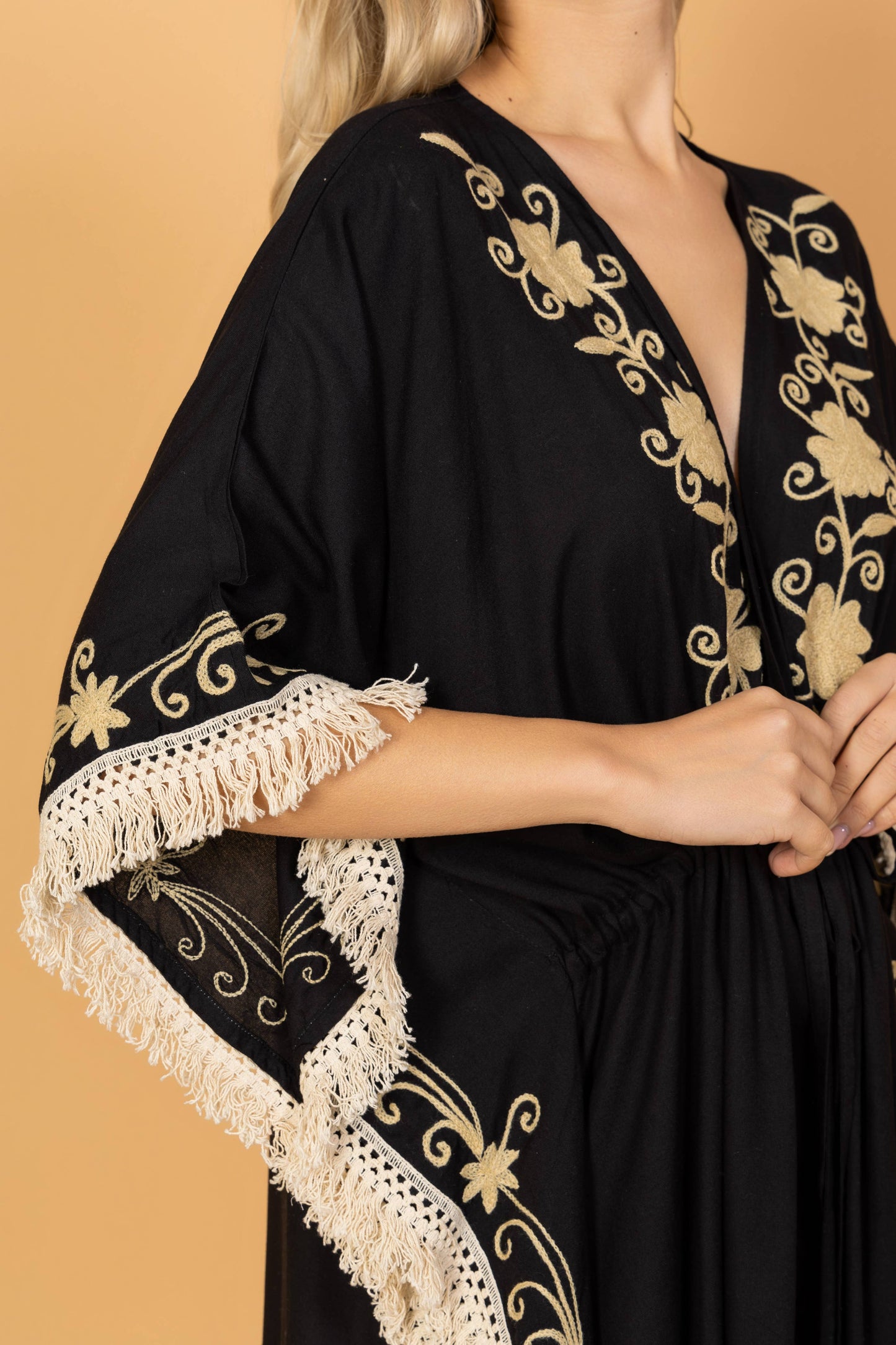 Cotton Kimono With Piping