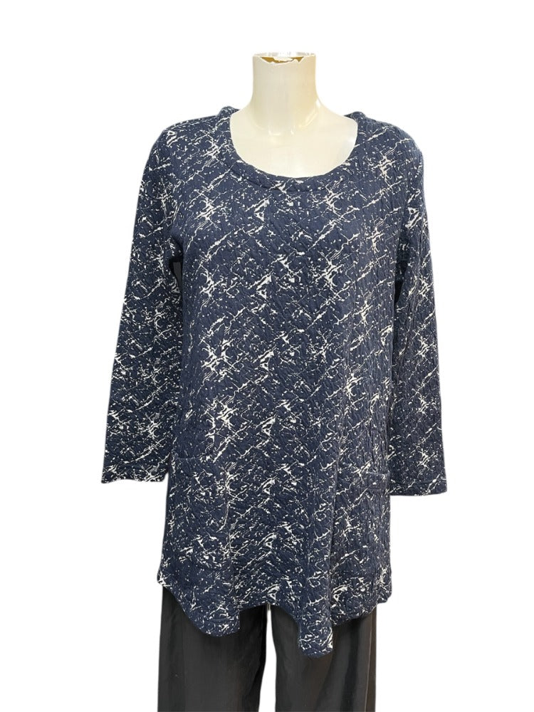 Textured navy cotton tunic