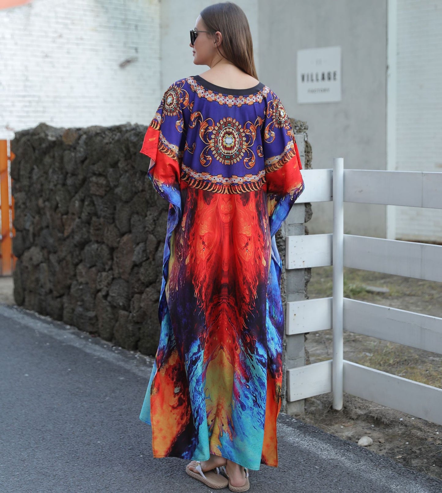 Plus Size Kaftan Beach Cover-ups Loose Summer Maxi Dress