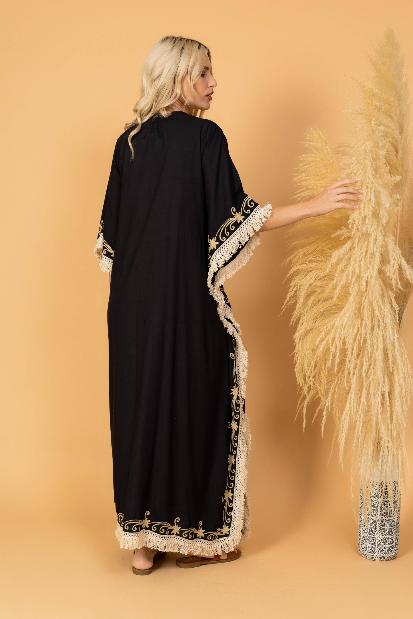 Cotton Kimono With Piping