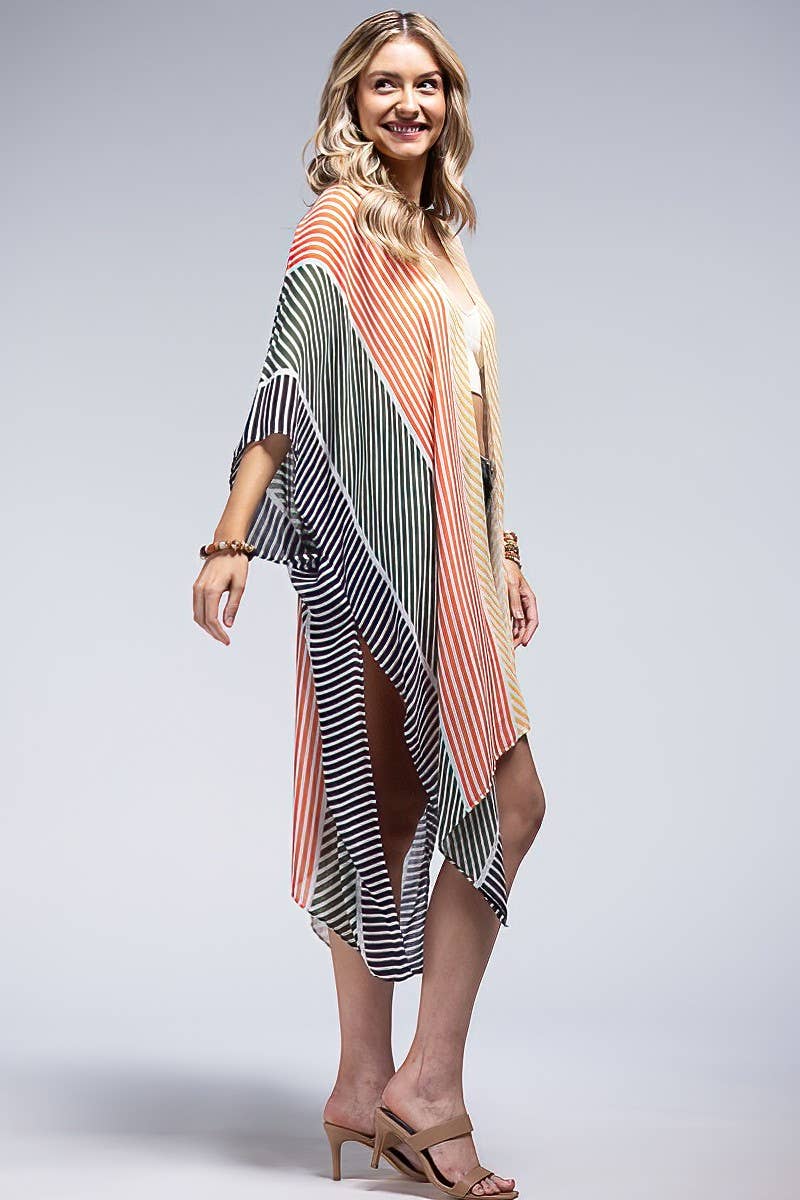 Multi-colored lightweight Kimono: Stripe Multi