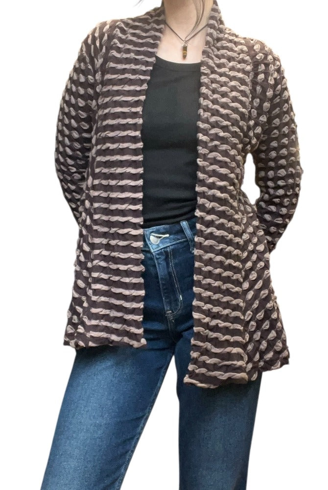 waffle texture cotton cardigan