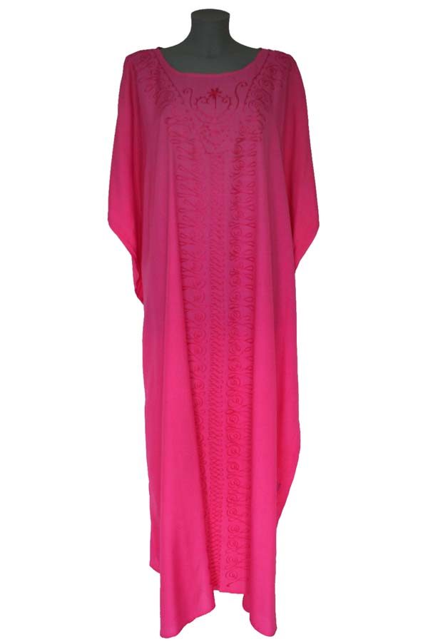 Didi Plain Embroidered Kaftan - fushia