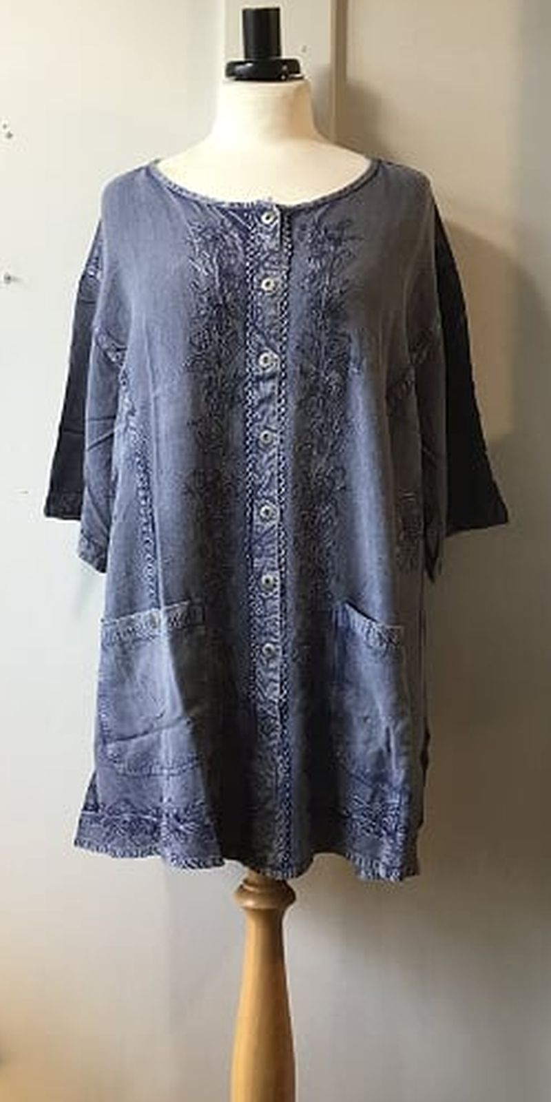 Inter Style Blue (Denim effect) Handmade Blouse | Ethnic Warehouse