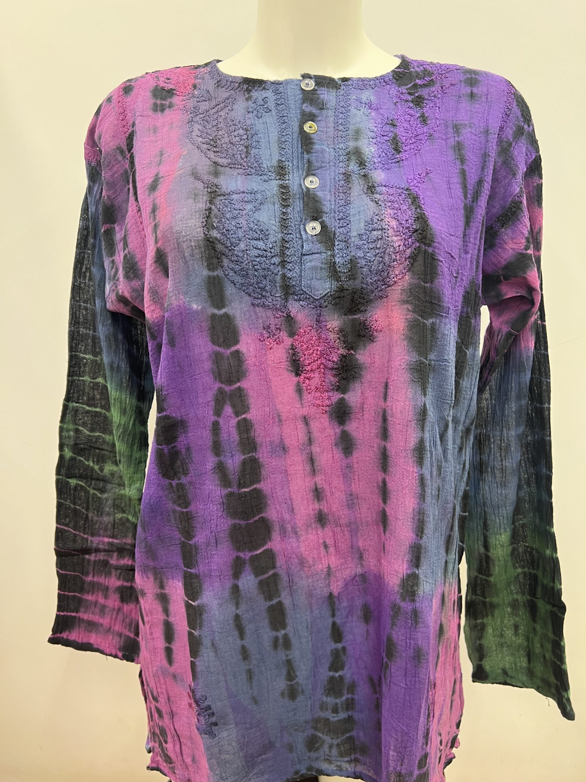 Kurta, Purple Tie Dye Multicolour | Ethnic Warehouse