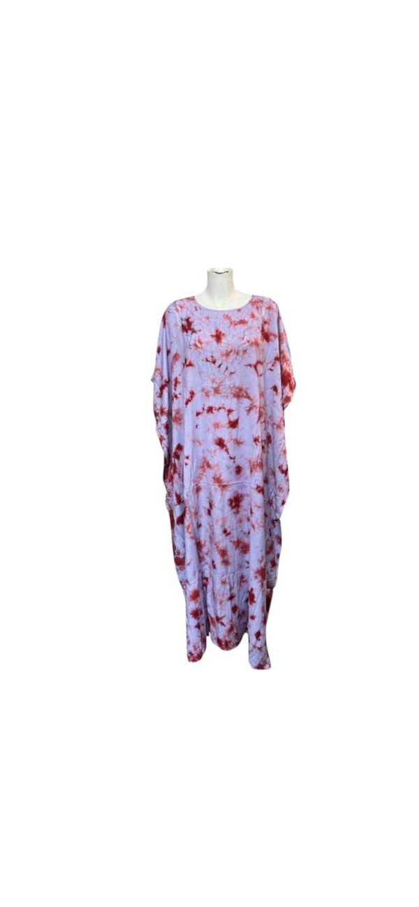 Didi tie dye embroidered kaftan, red/lilac
