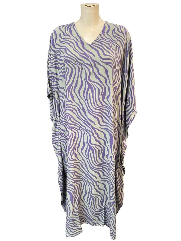 Ikat zebra stripe kaftan, mint/lilac